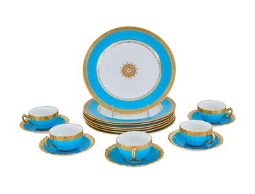 Seventeen Pieces of Mintons Porcelain Dinnerware, Dinner Plates- H.- 3/4 in., Dia.- 10 1/8 in. (17