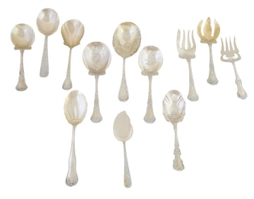 Twelve Pieces of American Sterling Serving Ware, App. Total Sterling Wt.- 29.54 Troy oz. (12 Pcs.)