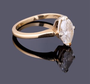 14K Yellow Gold and Diamond Ring, App. Wt. 2.4 grams; Size- 5 1/4.