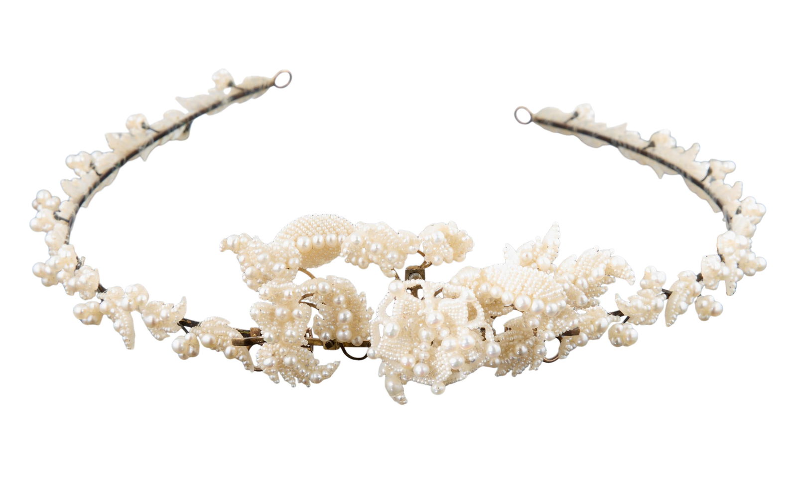 Seed Pearl Tiara, early 20th c., H.- 1 3/4 in., W.- 6 in., D.- 7 3/4 in. (1 of 12)