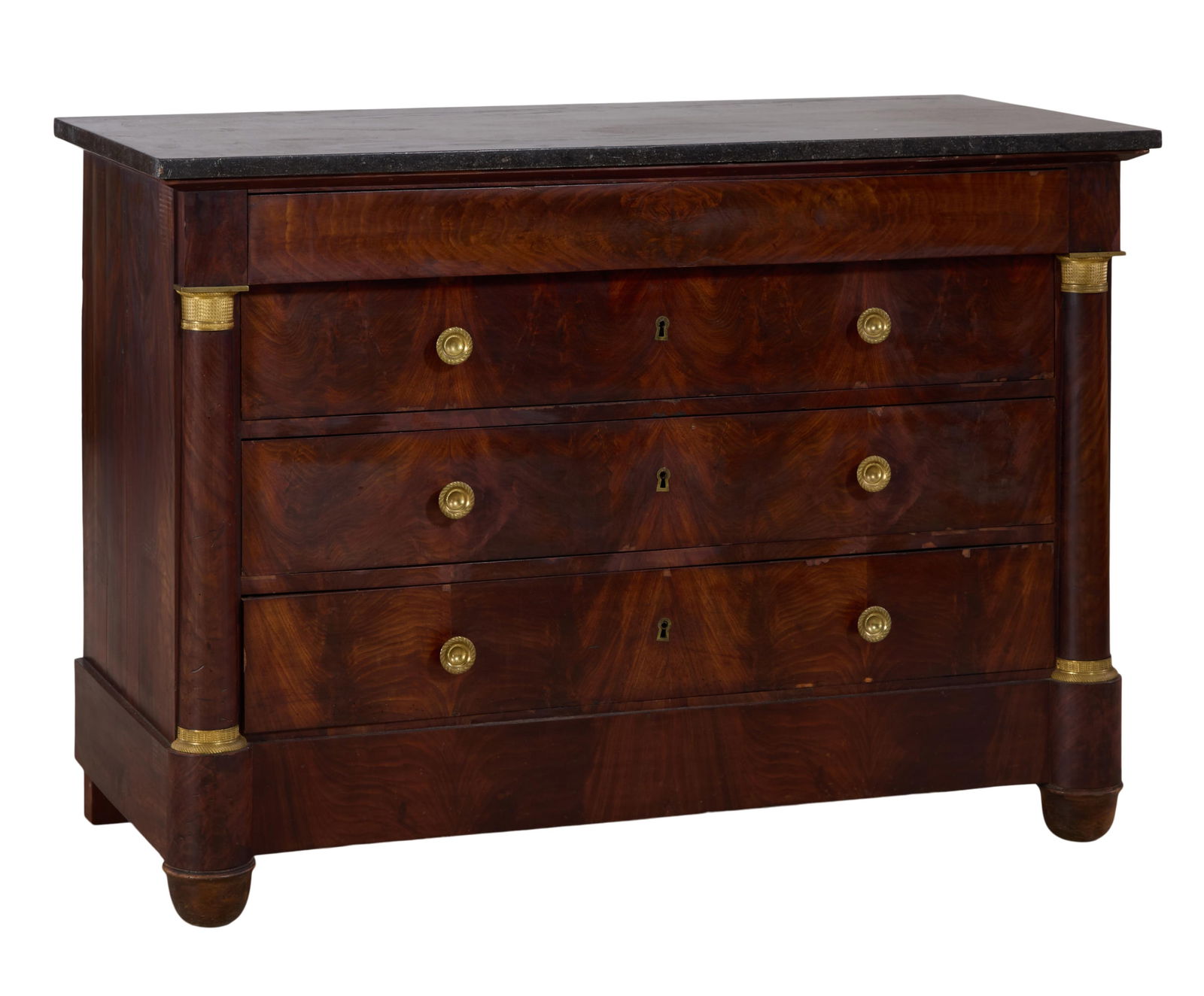 French Empire Marble Top Mahogany Commode, mid 19th c., H.- 35 3/4 in., W.- 50 1/2 in., D.- 23 in. (1 of 17)