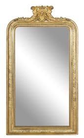 French Louis Philippe Giltwood and Gesso Overmantel Mirror, mid 19th c., H.- 61 in., W.- 34 in.