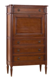 French Louis XVI Style Walnut Secretaire a Abattant, 20th c., H.- 54 1/2 in., W.- 32 in., D.- 15 in.