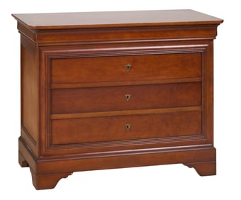 French Louis Philippe Style Cherry Commode, 20th c., 34 1/8 in., W.- 43 1/8 in., D.- 21 3/4 in.