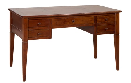 French Directoire Style Cherry Writing Desk, 20th c., H.- 31 in., W.- 53 in., D.- 29 in.