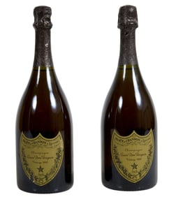Two Bottles of Moet et Chandon Champagne, France, 1990, Each- H.- 12 in., Dia.- 3 1/2 in. (2 Pcs.)