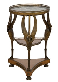 French Empire Style Gilt Bronze and Marble Gueridon, 20th c., H.- 32 1/2 in., Dia.- 22 1/2 in.