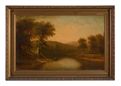 William H Langworthy (American/New York, 19th Century), "Early Autumn in the Adirondacks," 1870,
