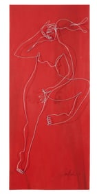 Steve Martin (American/Louisiana/New Orleans, b. 1956), "Untitled: Nude Woman on Red," 20th c., H.-