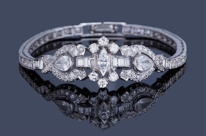 Ladies' Platinum and Diamond Link Bracelet, App. Wt.- 17.7 grams; L.- 6 1/2 in.
