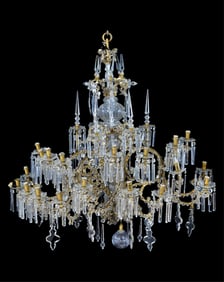 Impressive French Louis XV Style Gilt Metal Thirty Light Crystal Chandelier, 19th c., H.- 53 in.,
