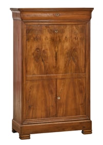 French Louis Philippe Walnut Secretaire a Abattant, mid 19th c., H.- 59 in., W.- 36 in., D.- 16 in.