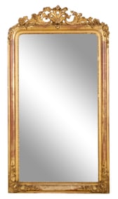 French Louis XV Style Giltwood and Gesso Overmantel Mirror, late 19th c., H.- 68 1/2 in., W.- 37 1/2