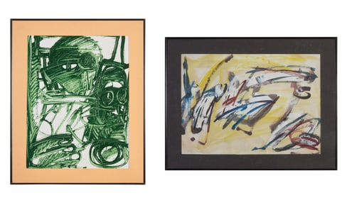 Patrick Boudon (French, 1944-1988), Pair of Abstract Paintings, First Sight- H.- 24 3/4 in., W.- 19