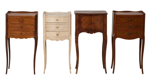 Four French Louis XV Style Nightstands, 19th c., Each- H.- 29 in., W.- 15 in., D.- 12 in. (4 Pcs.)