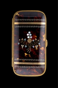 Inlaid Cigarette Case, 19th c., H.- 5 5/8 in., W.- 3 in., D.- 5/8 in.
