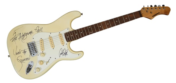 Andy Griggs Autographed Synsonics Electric Guitar, L.- 39 in., W.- 12 1/4 in., D.- 2 1/4 in.