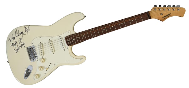 Wade Hayes Autographed Sysonics Pro Electric Guitar, L.- 39 in., W.- 12 1/4 in., D.- 2 1/4 in.