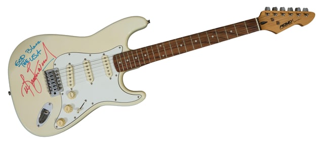 Lee Greenwood Autographed Peavey Electric Guitar, L.- 39 1/2 in., W.- 12 1/2 in., D.- 2 1/2 in.