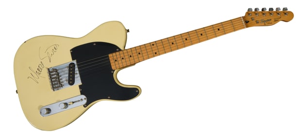 Marty Stewart Autographed Squier Telecaster Electric Guitar, L.- 39 in., W.- 12 3/4 in., D.- 2 1/4