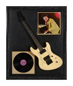 Little Richard Autographed Electric Guitar and Memorabilia, Overall- H.- 43 1/2 in., W.- 35 5/8 in.,