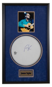 James Taylor Autographed "Remo" Drum Cover, Overall- H.- 39 1/4 in., W.- 23 1/4 in.