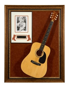 Dolly Parton Autographed Plum Blossom Acoustic Guitar and Photo Memorabilia, Overall- H.- 41 3/8