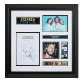 Bee Gees "Staying Alive" Autographed Memorabilia, Overall- H.- 26 1/4 in., W.- 26 1/4 in.