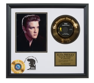Elvis Presley 50th Anniversary Autographed Memorabilia, Overall- H.-19 in., W.- 21 in.