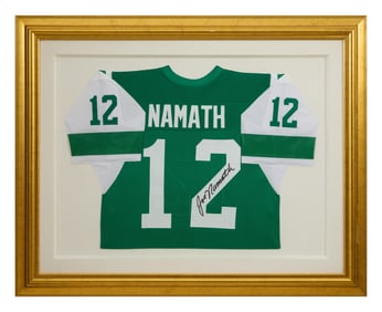 Joe Namath Autographed New York Jets Football Jersey, Overall- H.- 37 3/4 in., 47 1/4 in.