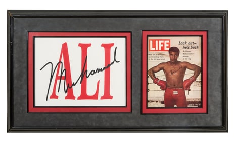 Muhammad Ali Autographed Memorabilia, Overall- H.- 23 3/4 in., W.- 41 1/4 in.