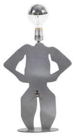 Unusual Post-Modernist Steel Table Lamp, c. 1980s, H.- 15 in., W.- 10 in., D.- 6 in.