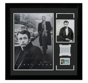 James Dean Autographed Memorabilia, Overall- H.- 33 1/2 in., W.- 33 1/2 in.