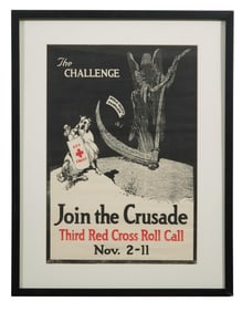 Post World War I Red Cross Poster, "The Challenge: Join the Crusade, Third Red Cross Roll Call,
