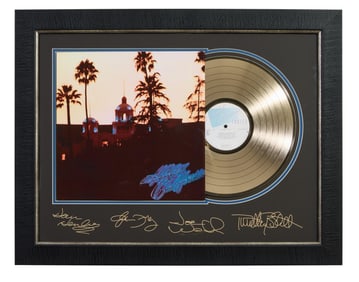 Eagles "Hotel California" Autographed Memorabilia, Overall- H.- 21 1/2 in., W.- 27 1/2 in.