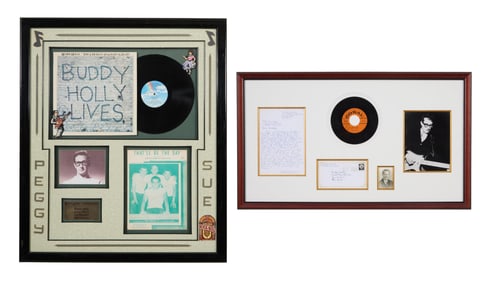 Buddy Holly Autographed Memorabilia, Larger Overall- H.- 36 in., W.- 20 1/2 in.; Smaller Overall-