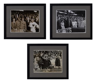 Three Associated Press Photographs of President Franklin D. Roosevelt Throwing the First Pitch at