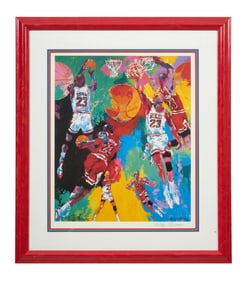 Leroy Neiman (American, 1921-2012), "Michael Jordan," 1990, Sight- H.- 25 1/2 in., W.- 21 in.,