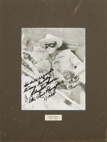 Clayton Moore Autographed Memorabilia as the Lone Ranger, 1988, Overall- H.- 16 in., W.- 12 in.