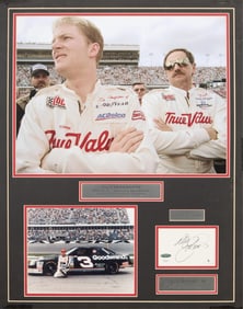Dale Earnhardt Senior and Junior Autographed NASCAR Memorabilia, Overall- H.- 28 in., W.- 22 in.