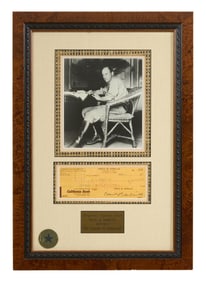 Cecil B. DeMille Autographed Check Memorabilia, Framed- H.- 23 1/8 in., W.- 16 1/8 in.