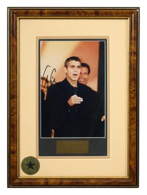 George Clooney Autographed Memorabilia, Sight- H.- 10 3/4 in., W.- 6 1/4 in., Framed- H.- 17 in.,