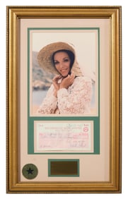 Joan Collins Autographed Check Memorabilia, Framed- H.- 20 3/4 in., W.- 12 3/4 in.