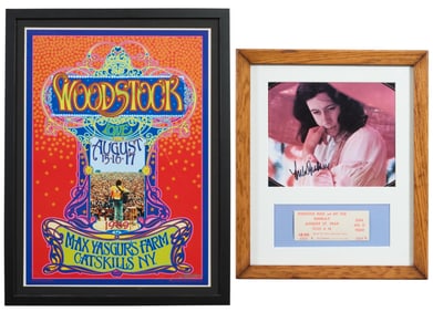 Woodstock Autographed Music Memorabilia, 1st Overall- H.- 15 1/4 in., W.- 12 3/4 in.; 2nd Overall-