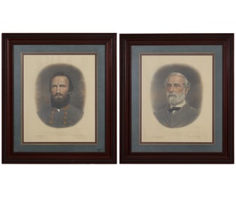 Pair of Colored Engravings of General Robert E. Lee and General Jonathan 'Stonewall' Jackson,"