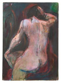 Continental School (20th Century), "Seated Female Nude From Behind," H.- 47 3/4 in., W.- 34 1/2 in.