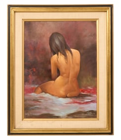 American School (20th Century), "Seated Female Nude," H.- 24 in., W.- 18 in., Framed- H.- 31 3/8