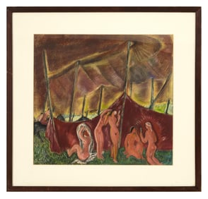 Doris Rosenthal (American/Mexico, 1889-1971), "Circus Tent II," c. 1932, Sight- H.- 17 in., W.- 18