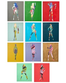 Eleven Decorative Painted Female Nude Silhouettes, 21st c., Each- H.- 24 in., W.- 20 in. (11 Pcs.)