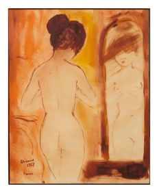 Roger Etienne (Belgian/Paris/California, 1923-2011), "Female Nude in Mirror from the Back," Paris,